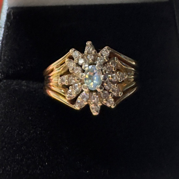 Solid 14K yellow gold woman’s lady’s natural alexandrite diamond ring band 6.75 - Picture 5 of 11